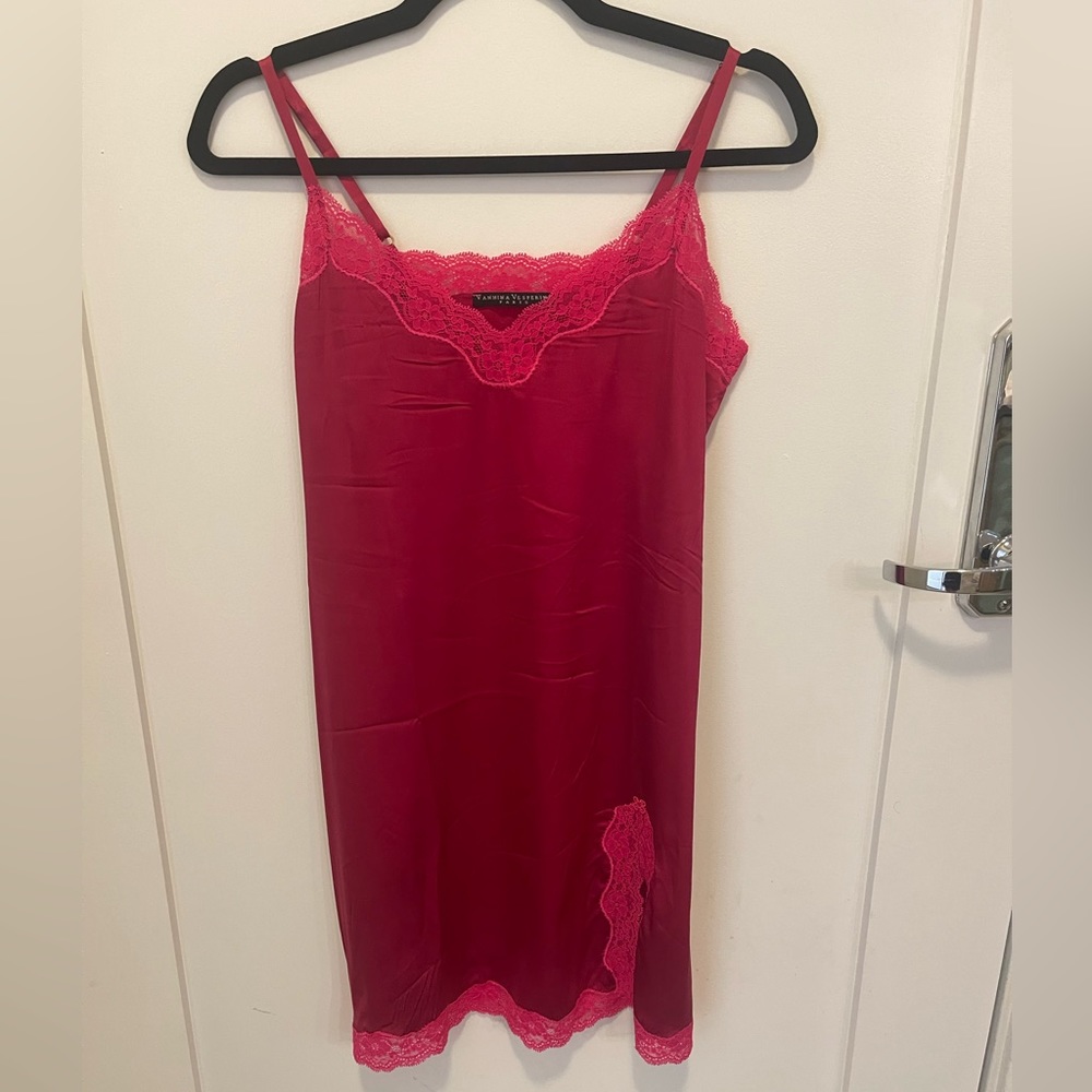 Vannina Vesperini Paris Red Silk Lace Slip Nightie